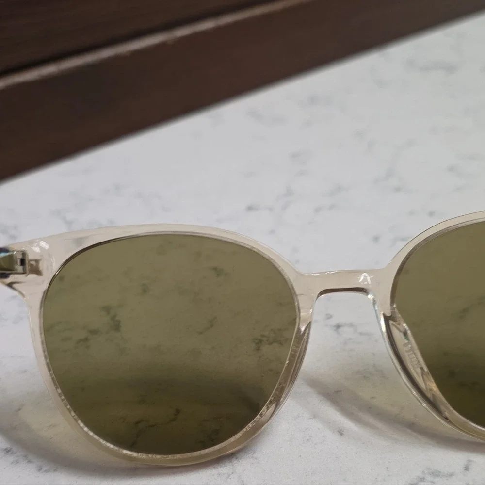 Via Spiga Oval Sunglasses Clear Frame Green Tinted Lenses w/ Rx 135mm 360/SC
